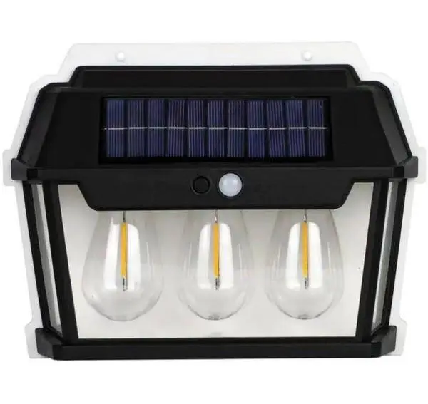 Wellhise 618-3 Üçlü Solar Rustik Duvar Apliği Güneş Enerjili Sensörlü Solar Aplik