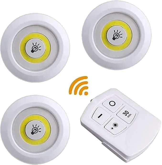 Wellhise H3 Cob Uzaktan Kumandalı Üçlü Spot Lamba Pilli Dolap Altı Spot